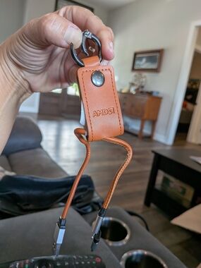 Key Branded Leather Keychain Cable Organizer in Cognac Orange